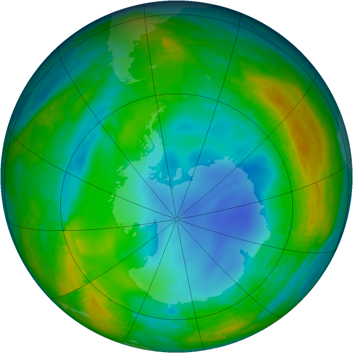 Antarctic ozone map for 22 July 1994